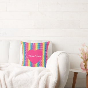 Coussin Fierté de Sirène Arc-en-Ciel Cœur
