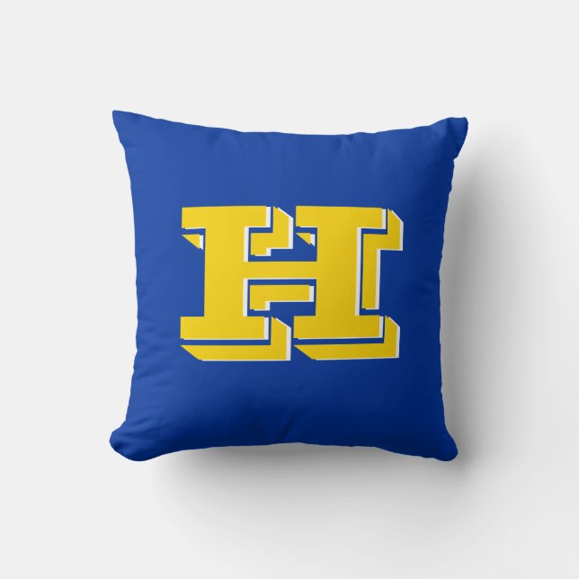 Coussin Fierté d'équipe bleu royal et or Monogramme (Recto)