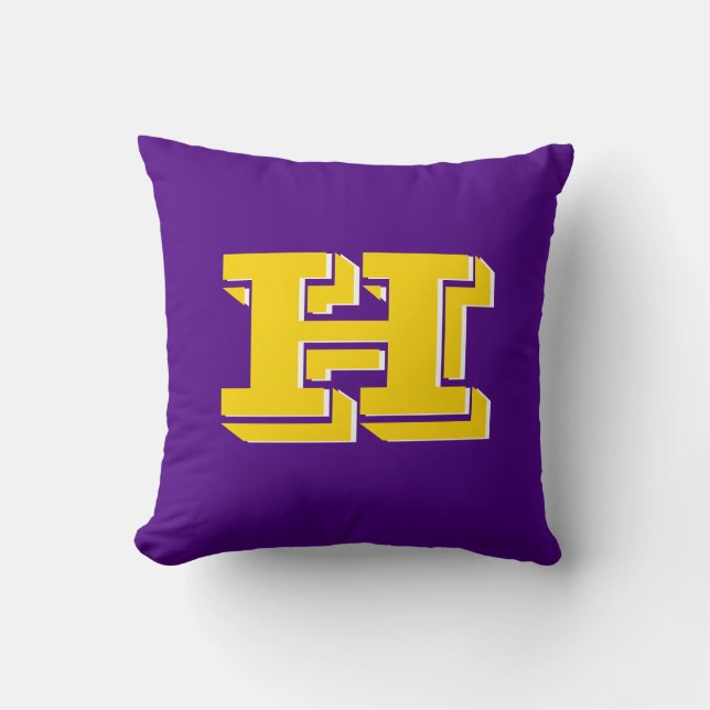 Coussin Fierté d'équipe Violet et Or Monogramme (Recto)