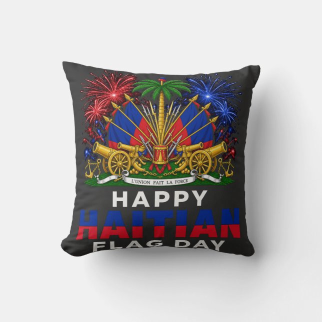 Coussin Fierté du jour du drapeau haïtien – Conception Ayi (Recto)