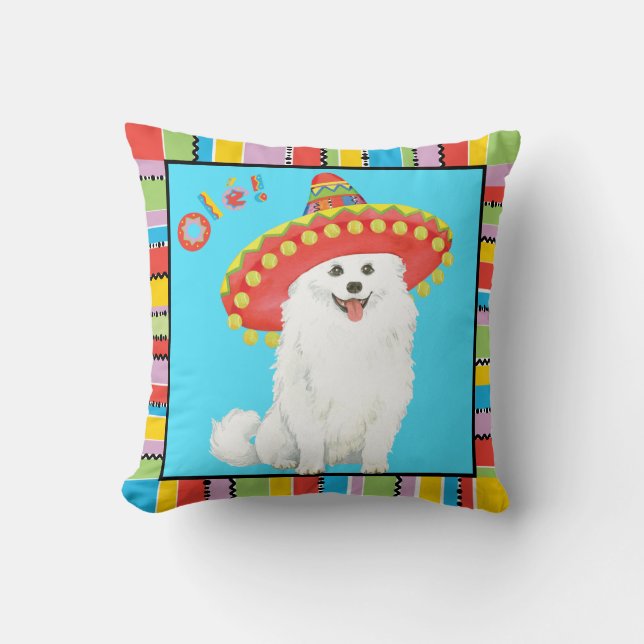 Coussin Fiesta American Eskimo Chien (Recto)