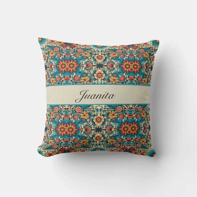 Coussin Fiesta Blooms, personnalisable (Recto)