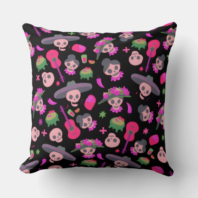 Coussin Fiesta De Los Muertos Throw Pillow (Recto)