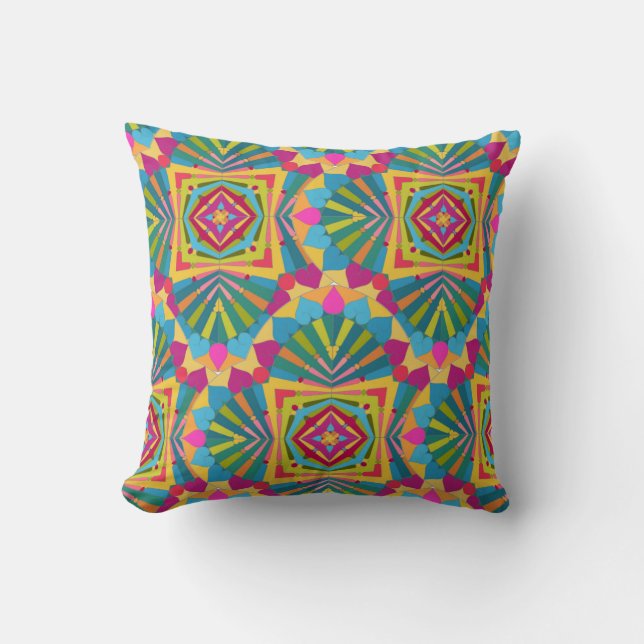 Coussin Fiesta des couleurs ! Conception Mandala (Recto)