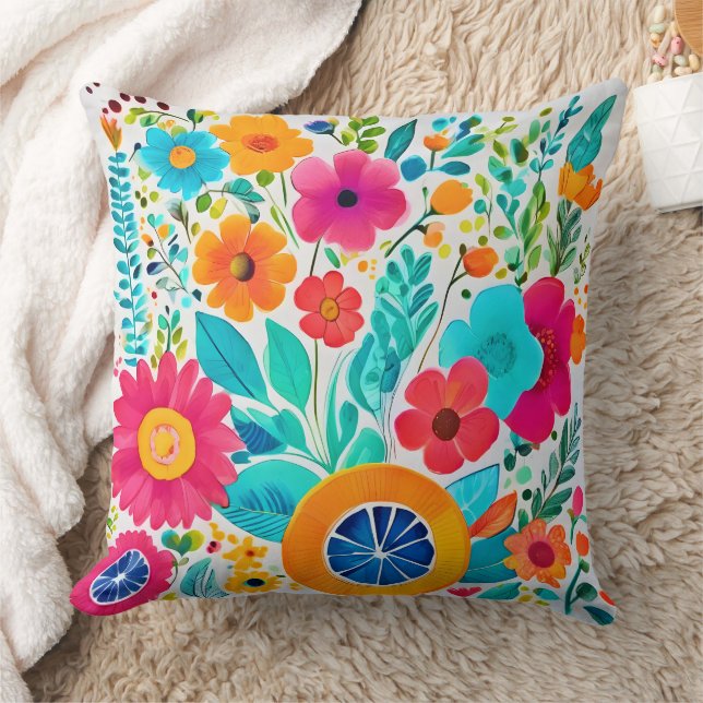Coussin Fiesta florale vibrante (Couverture)