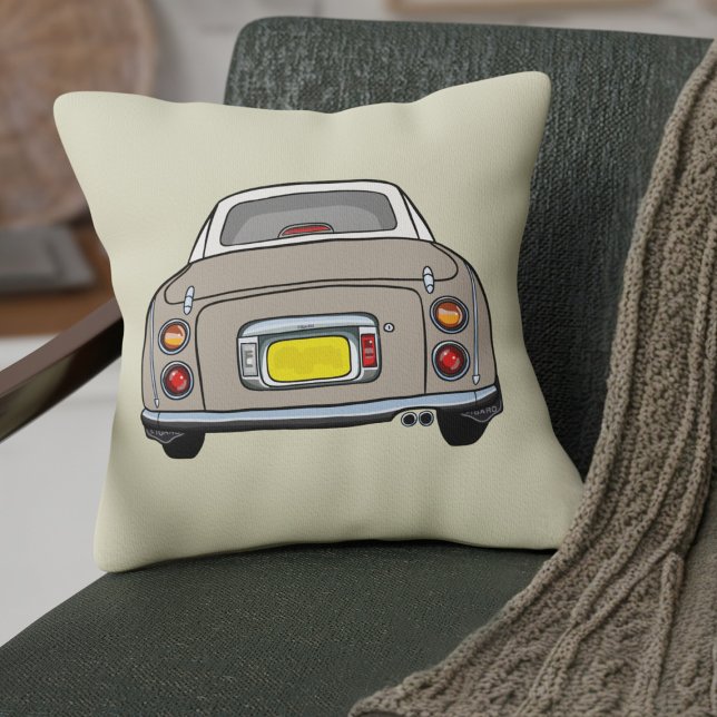 Coussin Figarations jolies Topaz Mist Figaro Voiture Beige (Fun topaz figgy on a beige pillow perfect for your car or home)