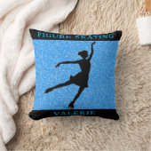 Coussin Figure Patinage Blue Sparkle Throw Pillow avec nom (Couverture)