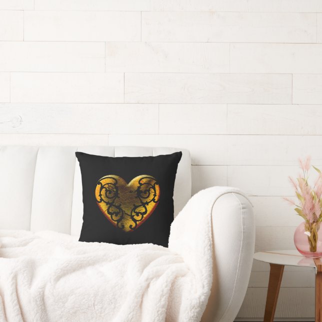 Coussin Filigree Goth Gold Heart (Canapé)