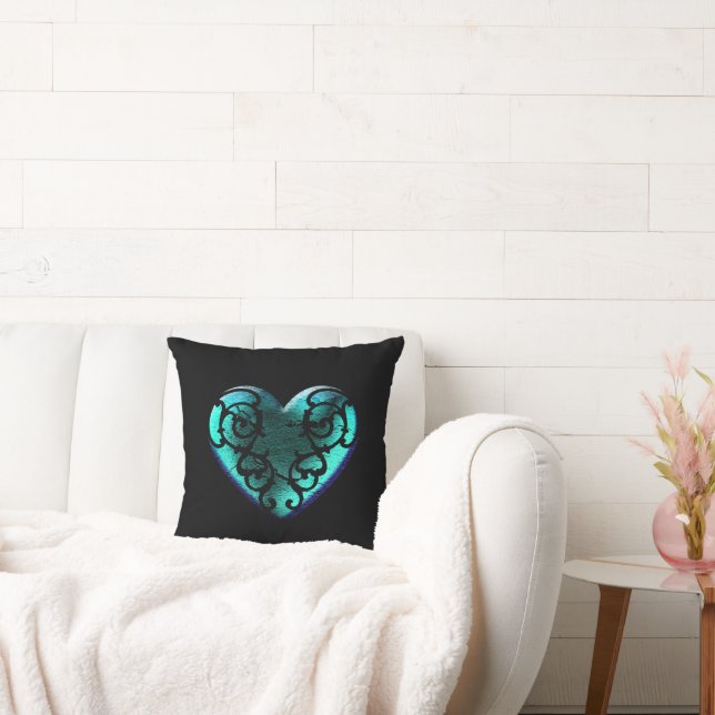 Coussin Filigree Goth Ice Blue Heart (Canapé)