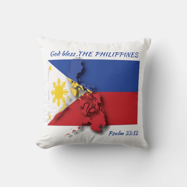 Coussin FILIPINO DRAPEAU Philippines Écriture personnalisé (Recto)