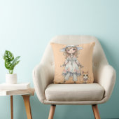 Coussin Fille à la mode se promenant avec son chat (Chaise)