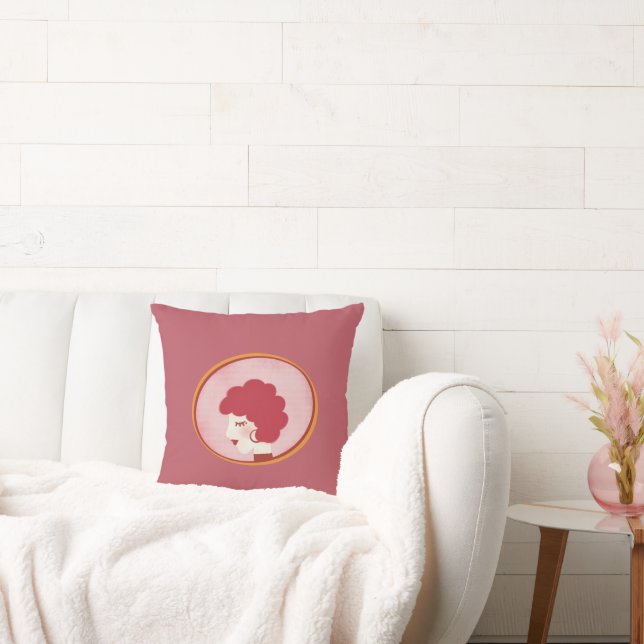 Coussin Fille à tête rouge dans le miroir (Canapé)