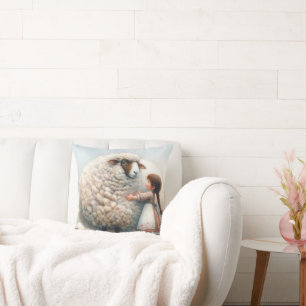 Coussin Fille Accrocher une Ewe surdimensionnée