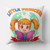 Coussin Fille adorable lisant un livre (Verso)