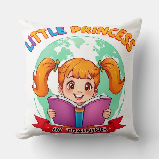 Coussin Fille adorable lisant un livre (Recto)