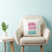 Coussin Fille aime les chiens Typographie de gravure vinta (Chaise)