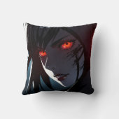 Coussin Fille Anime aux yeux rouges d'horreur (Verso)