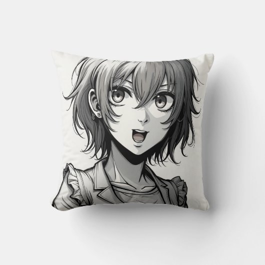 Coussin Fille Anime | Conception de personnage dynamique d (Recto)