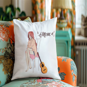 Coussin Fille Anime Esthétique Amoureuse de Musique Oreill