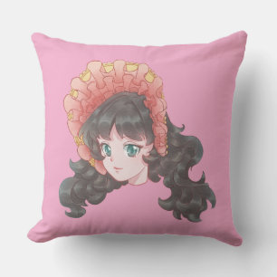 Coussin Fille Anime Mignonne Kawaii en Bonnet Accent