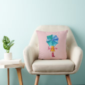 Coussin Fille au parapluie au monogramme rose aquarelle (Chaise)