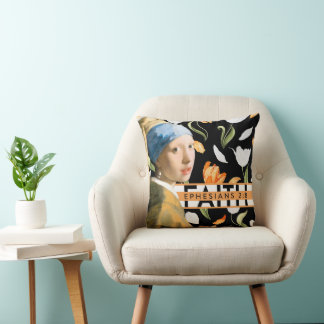Coussin Fille Avec La Perle Oreille-Foi-Jaune Floral