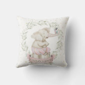 Coussin Fille bébé éléphant rose vert beige (Verso)