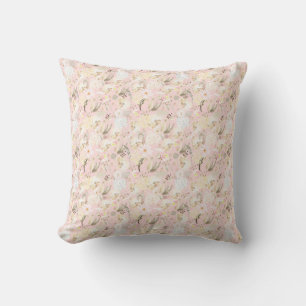 Coussin Fille Blush Crème Rose Blanc Floral