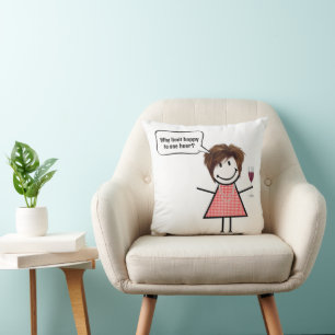 Coussin Fille Bonhomme Allumette Avec Verre à Vin