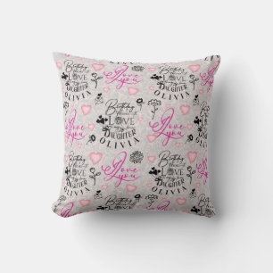 Coussin Fille Calligraphie d'anniversaire Nom personnalis