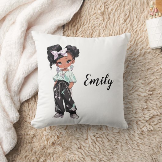 Coussin Fille Chibi noire (Couverture)