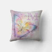 Coussin Fille colorée d'aquarelle de papillon de (Verso)