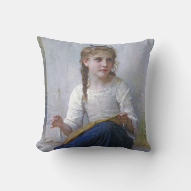 Coussin Fille coudre, Bouguereau (Recto)
