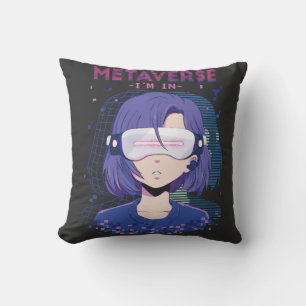 Coussin Fille d'anime lunettes de réalité virtuelle Coussi