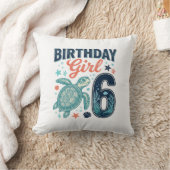 Coussin Fille d'anniversaire 6 Tortue de mer Conception ve (Couverture)