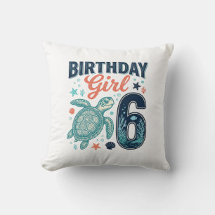 Coussin Fille d'anniversaire 6 Tortue de mer Conception ve
