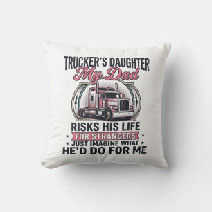 Coussin Fille de camionneur Papa fier camionneur