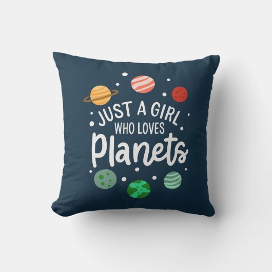 Coussin Fille de la science de l'espace qui aime les planè (Recto)