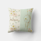 Coussin Fille de l'oiseau bleu Nom rustique floral de la n (Verso)