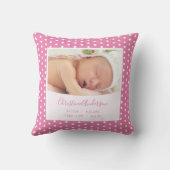 Coussin Fille de nouveau-né avec statistiques de naissance (Verso)