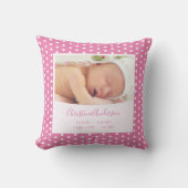 Coussin Fille de nouveau-né avec statistiques de naissance (Recto)