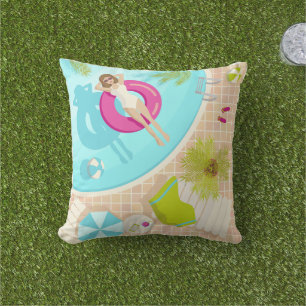 Coussin Fille de piscine en bikini plage d'été