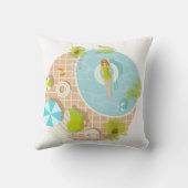 Coussin Fille de piscine en bikini plage d'été (Verso)