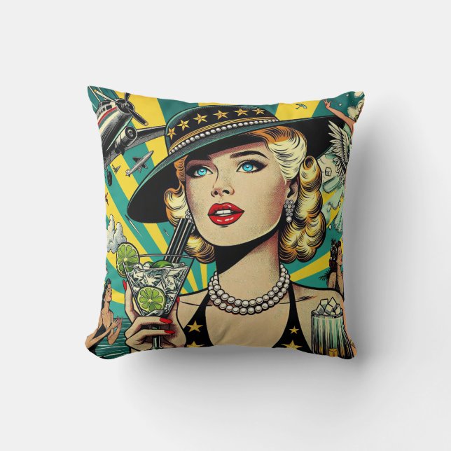 Coussin Fille de spectacle rétro  (Recto)