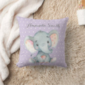 Coussin Fille Éléphant Bébé Violet et Gris (Couverture)