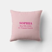 Coussin Fille en dentelle rose Baptême (Verso)