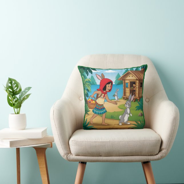 Coussin Fille en Redhood avec Bunny (Chaise)