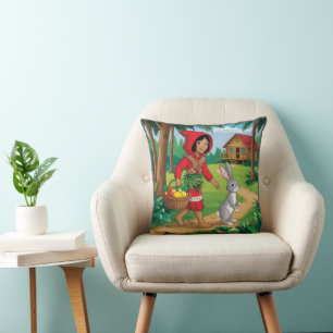 Coussin Fille en Redhood avec Bunny