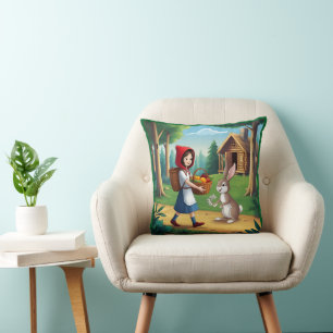 Coussin Fille en Redhood avec Bunny
