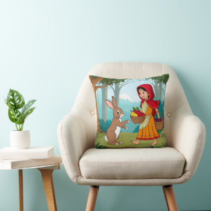 Coussin Fille en Redhood avec Bunny